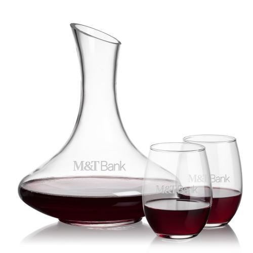 Corporate Gifts - Barware - Carafes - Kanata Carafe & Stanford Stemless Wine