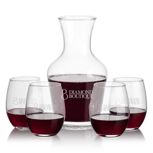 Corporate Gifts - Barware - Carafes - Summit Carafe & Stanford Stemless Wine