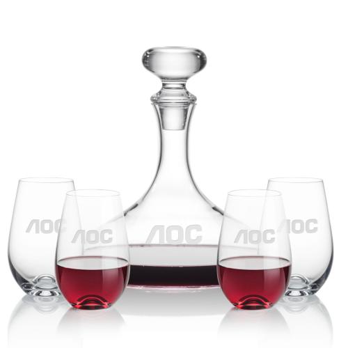 Corporate Gifts - Barware - Gift Sets - Stratford Decanter & Boston Stemless Wine
