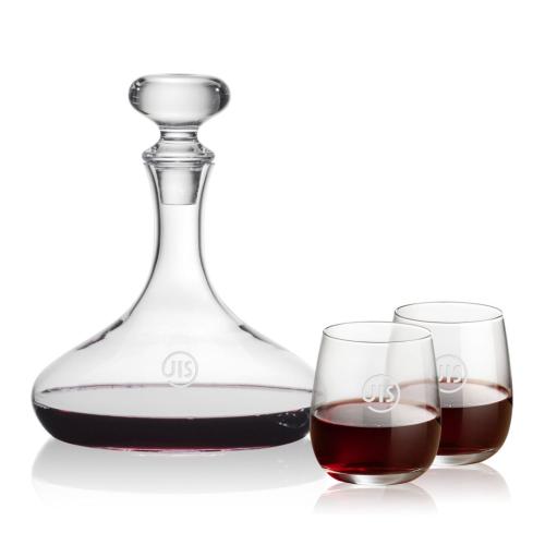 Corporate Gifts - Barware - Gift Sets - Stratford Decanter & Crestview Stemless Wine