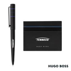 Employee Gifts - Hugo Boss Gear Card Holder/Ribbon Matrix Ballpoint Pen