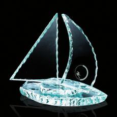 Employee Gifts - Chipped Sailboat Unique Glass Award
