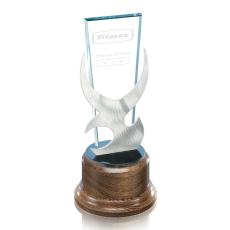 Employee Gifts - Jasper Trophy Unique on Oak Base Wood Award