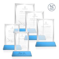 Messina Sky Blue on Newhaven Base Rectangle Crystal Award - Crystal Awards