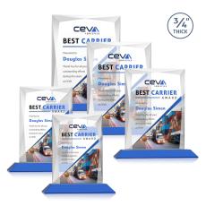Employee Gifts - Messina Full Color Blue Rectangle Crystal Award