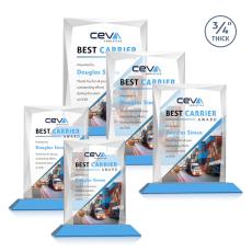 Messina Full Color Sky Blue Rectangle Crystal Award - Awards and Trophies