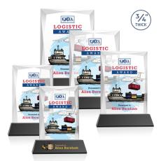Messina Full Color Blackon Newhaven Base Rectangle Crystal Award - Full Color Imprint