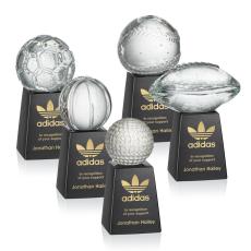 Employee Gifts - Sports Balls Globe on Marble Crystal Award