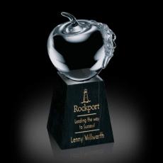 Employee Gifts - Apple Glass on Tall Marble Base Award