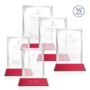 Messina Red on Newhaven Base Rectangle Crystal Award