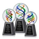 Galileo Globe on Tall Marble Base Glass Award