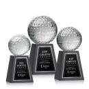 Golf Ball Globe on Tall Marble Base Crystal Award