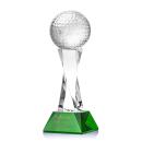 Golf Ball Green on Langport Base Globe Crystal Award