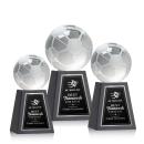 Soccer Ball Globe on Tall Marble Base Crystal Award