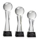 Tennis Ball Black on Grafton Base Globe Crystal Award