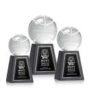 Basketball Globe on Tall Marble Base Crystal Award