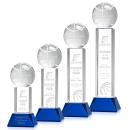 Basketball Blue on Stowe Base Globe Crystal Award