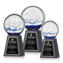 Starburst Globe on Tall Marble Base Glass Award