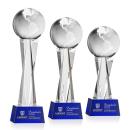 Globe Blue on Grafton Base Globe Crystal Award