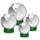 Globe Green on Stanrich Base Globe Crystal Award