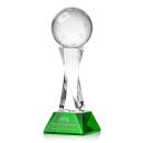 Pickleball Green on Langport Base Globe Crystal Award