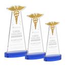 Caduceus Blue on Alberton Base Unique Crystal Award