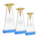 Caduceus Sky Blue on Alberton Base Unique Crystal Award