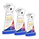 Poker Full Color Blue on Alberton Base Unique Crystal Award