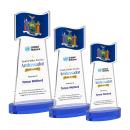 Flag Full Color Blue on Alberton Base Unique Crystal Award