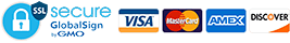 Secure checkout by GlobalSign SSL. We accept Visa, Mastercard, American Express and Discover